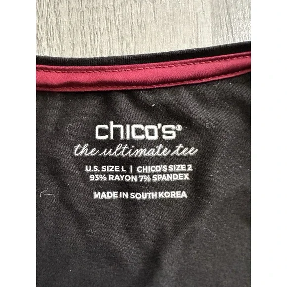 Chicos The Ultimate Tee Women's Size Large Black Long Sleeve T-Shirt Stretch‎ - Picture 4 of 9